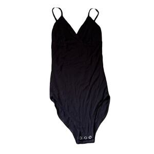 AEO Essentials Black V-Neck Wrap Bodysuit